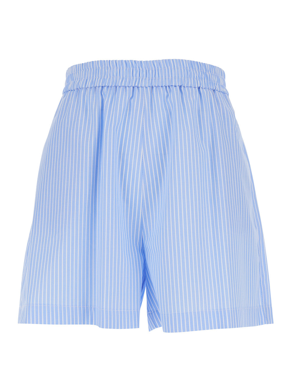 Light Blue Shorts with striped motif in cotton blend women And Bermuda