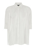 White Shirt with Classic Collar and Hidden Button Closure on the Front in Fabric Woman Chlorofibre Polyester Blouses