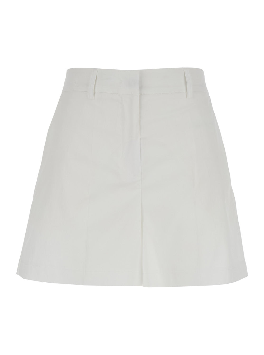 White Cotton Belt Loops Shorts for Women Polyamide Elastane And Bermuda