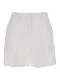 White Linen Shorts with Belt Loops Woman And Bermuda