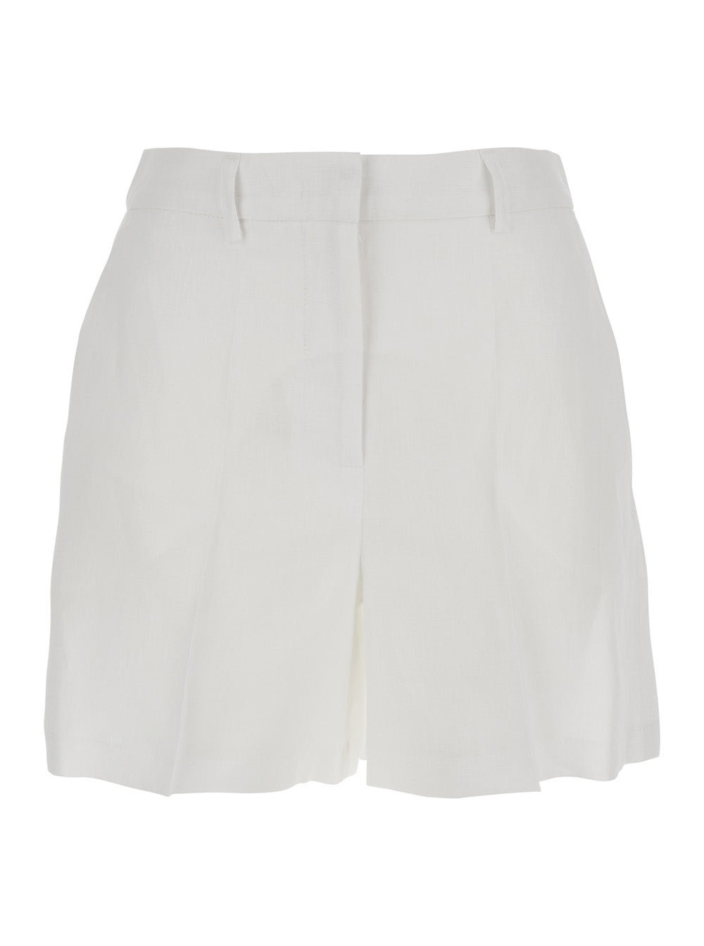 White Linen Shorts with Belt Loops Woman And Bermuda