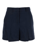 Blue Linen Shorts with Belt Loops for Women Blu And Bermuda