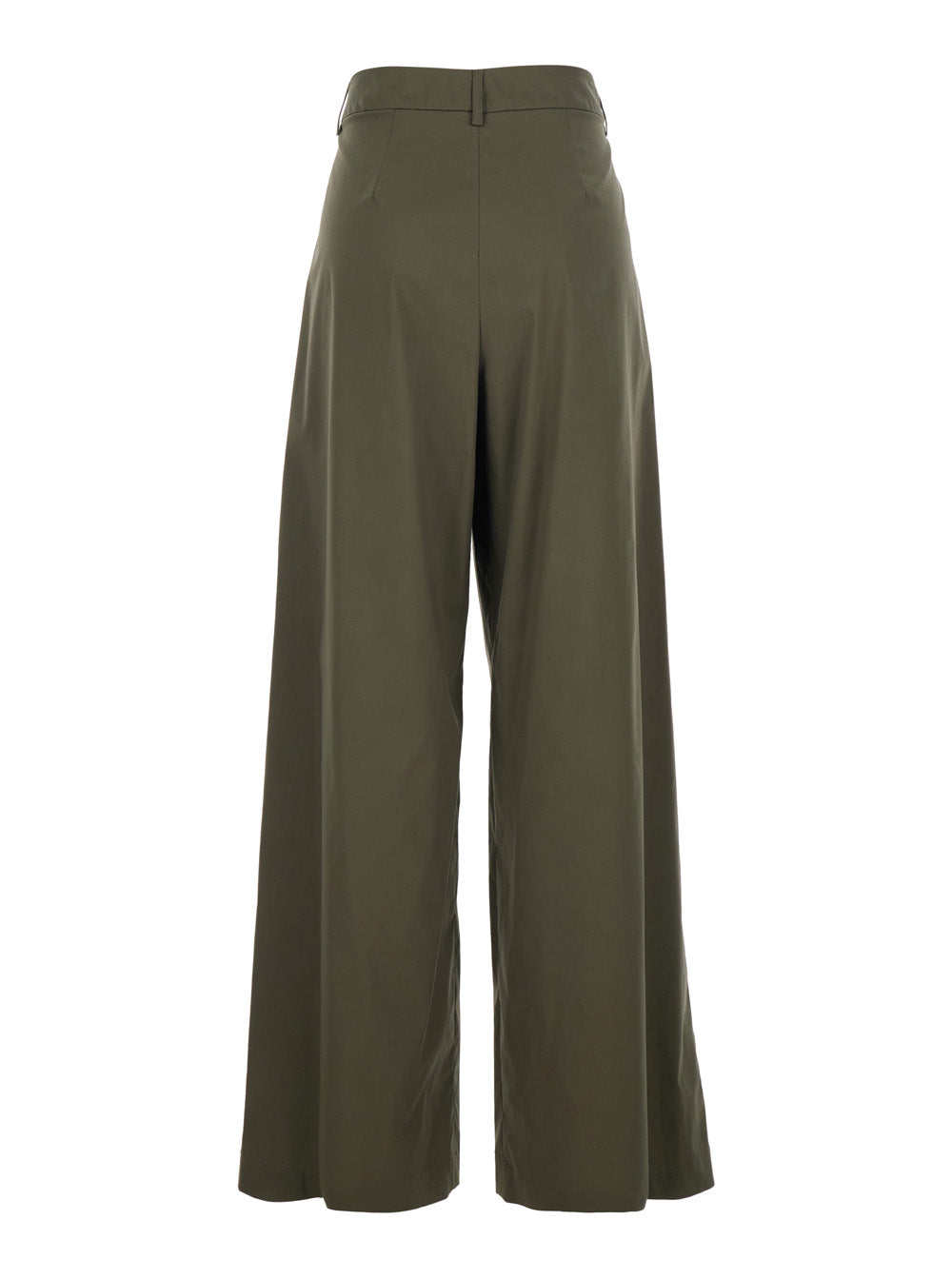 Green Wide Leg Trousers With Pleats For Women