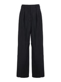 Black Stretch Cotton Blend Trousers For Women