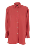 Red Shirt with Classic Collar and Button Closure in Fabric Woman Blouses