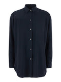 Blue Shirt with Classic Collar in Tech Fabric for Women Blu And Blouses