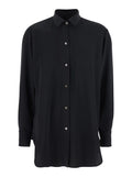 Black Womens Classic Collar Tech Fabric Shirt And Blouses