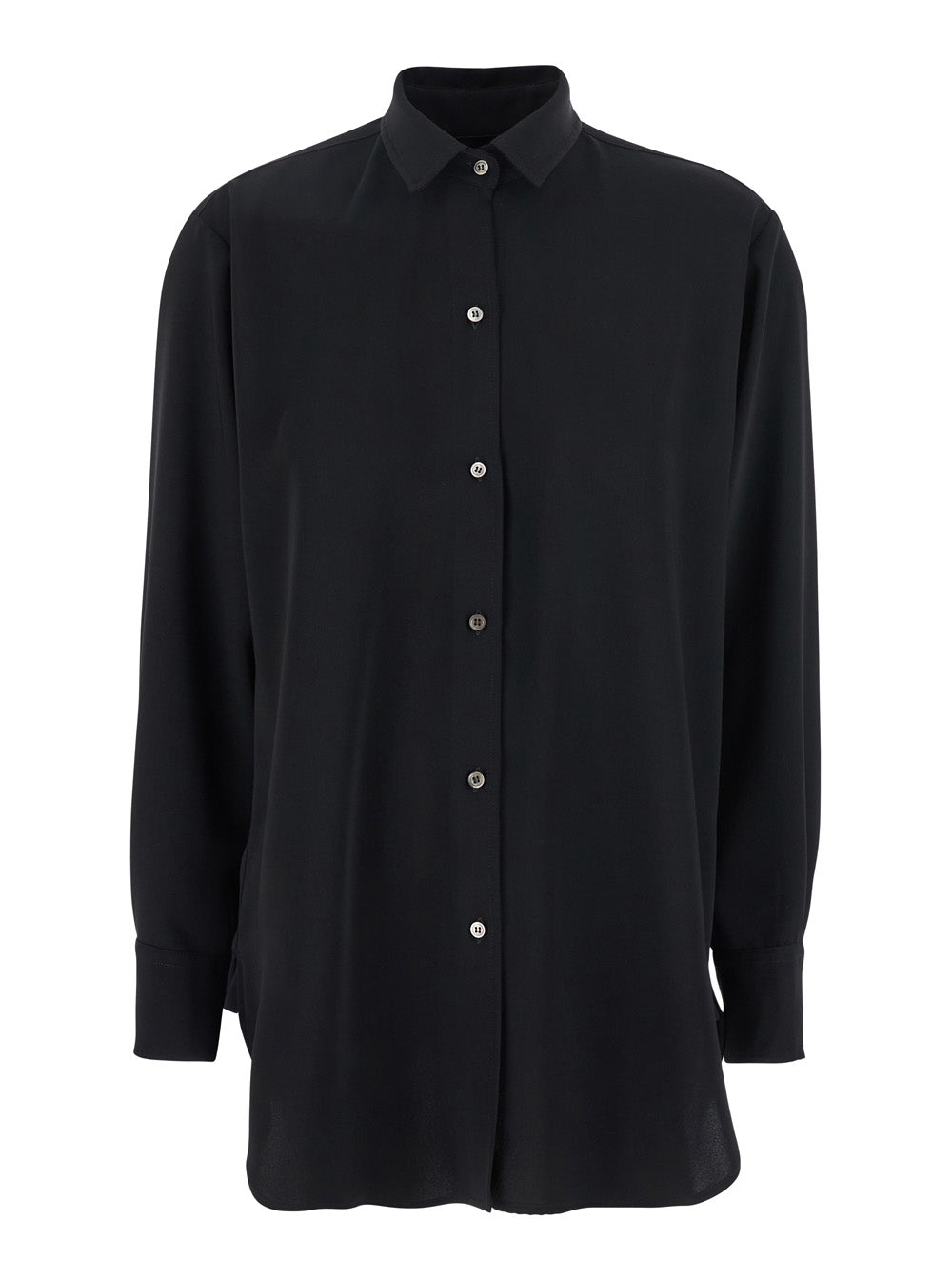 Black Womens Classic Collar Tech Fabric Shirt And Blouses