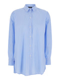 Blue Striped Shirt with Classic Collar for Women Light And Blouses