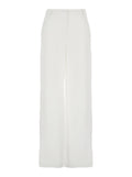 White Wide Leg Pants in Tech Fabric for Women Trousers