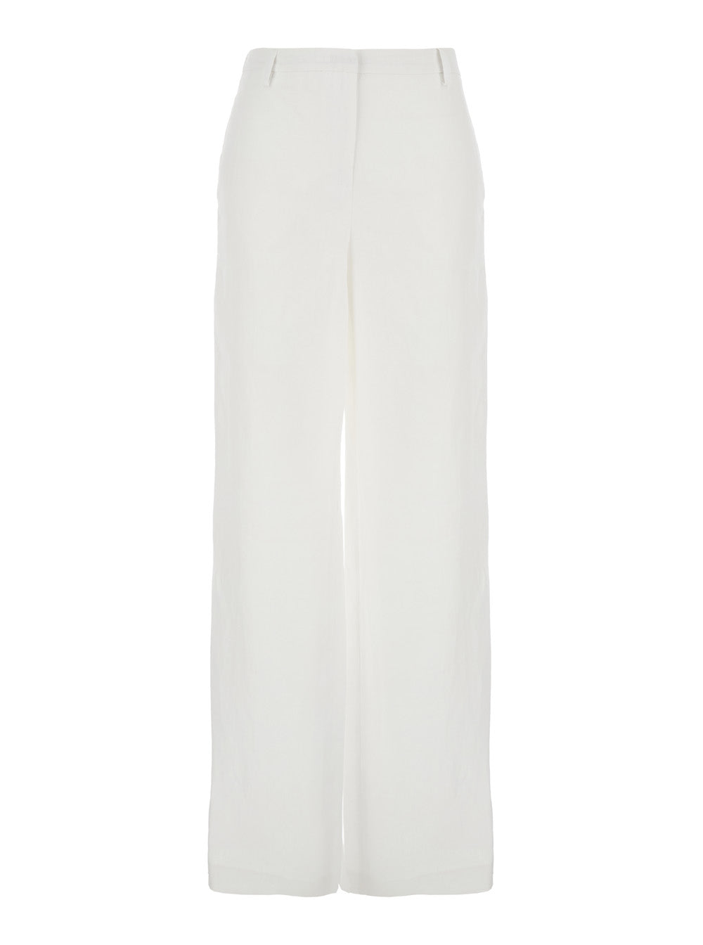 White Wide Leg Pants in Tech Fabric for Women Trousers