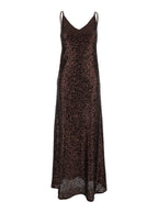Long Dress Plain With Straps And All-Over Applied Sequins Brown Fabric For Women - IT 42
