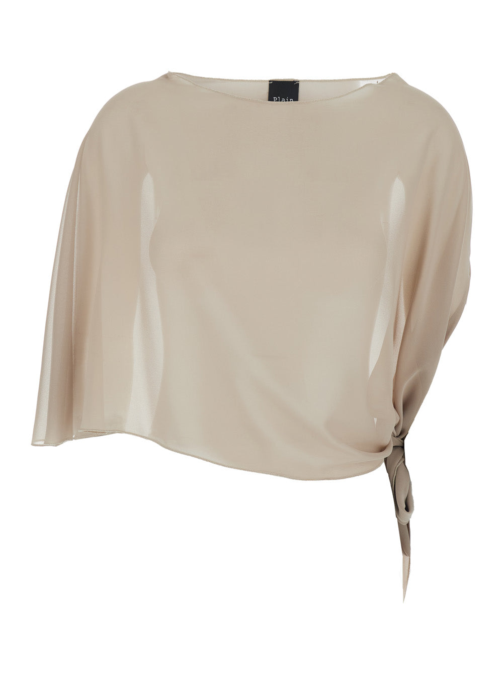 Beige Stole with side knot in Tech Fabric Woman Polyester Scarfs And Foulards