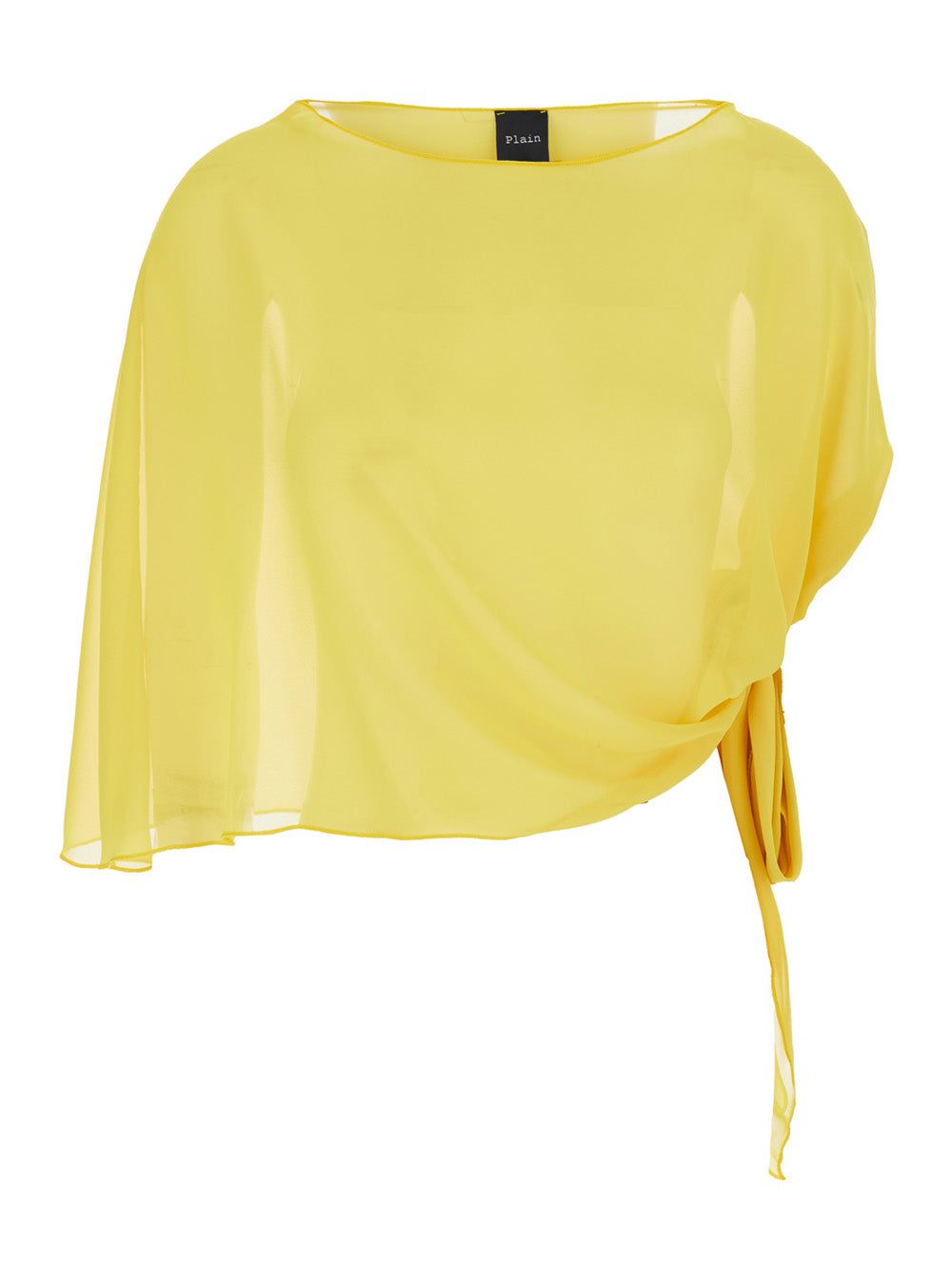 Yellow Stole with side knot in Tech Fabric Woman Scarfs And Foulards