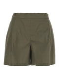 Green Womens Shorts with Semi-Elasticated Waist and Side Closure in Cotton Blend Nylon Elastane Bermuda