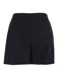 Black Cotton Blend Semi-Elasticated Waist Shorts for Women Nylon Elastane And Bermuda