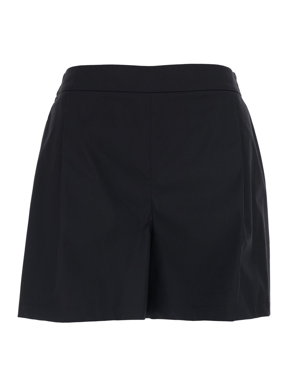 Black Cotton Blend Semi-Elasticated Waist Shorts for Women Nylon Elastane And Bermuda