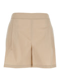 Beige Shorts with Semi-Elasticated Waist and Side Closure in Cotton Blend Women Nylon Elastane Bermuda