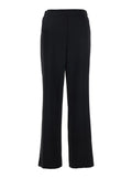 Black Pants with Elasticated Waist at the Back and Wide Leg in Tech Fabric for Women Polyester Trousers