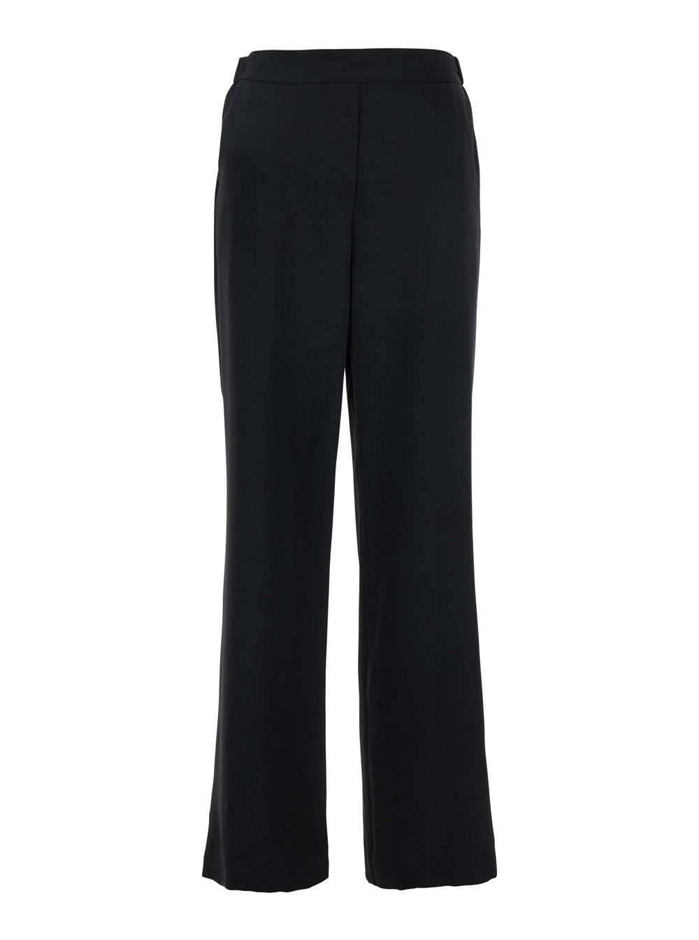 Black Pants with Elasticated Waist at the Back and Wide Leg in Tech Fabric for Women Polyester Trousers