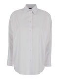 White Shirt with Classic Collar and Long Sleeves in Cotton for Women Blouses