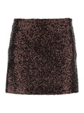 Brown Fabric Skirt With All-Over Sequins For Women