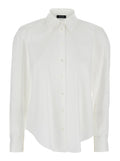 White Shirt with Classic Collar and Button Cuffs in Cotton Woman Blouses