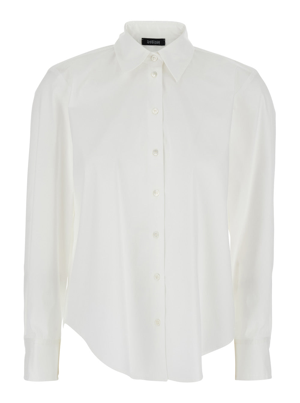 White Shirt with Classic Collar and Button Cuffs in Cotton Woman Blouses