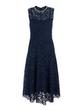 Blue Long Dress with All-Over Lace Detail in Cotton Blend Woman Blu Nylon