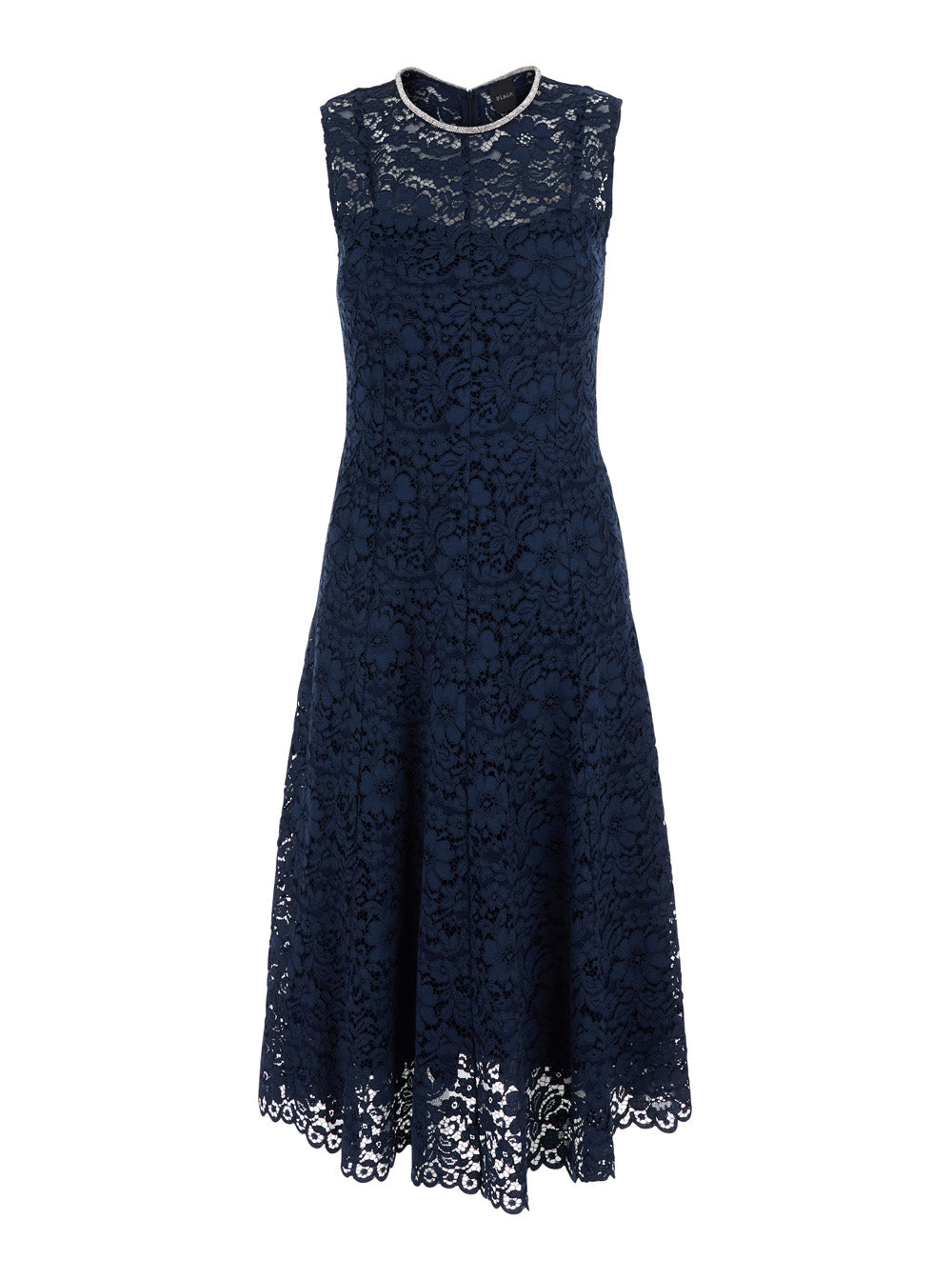 Blue Long Dress with All-Over Lace Detail in Cotton Blend Woman Blu Nylon