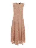 Pink Long Dress with All-Over Lace Detail in Cotton Blend Woman Nylon