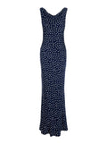 Blue Long Dress with All-Over Polka Dot Motif in Tech Fabric Woman Blu Polyester