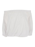 TOP - White with round neckline and short sleeves In Cotton Women Tops