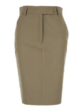 Beige Skirt With Front Concealed Closure Corduroy Woman