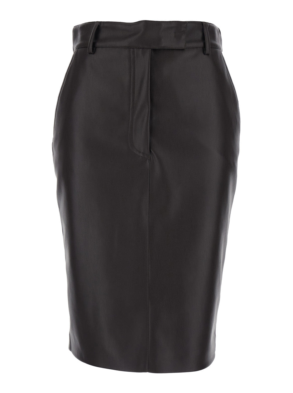 Brown Leather Skirt With Hidden Front Closure For Women - IT 44