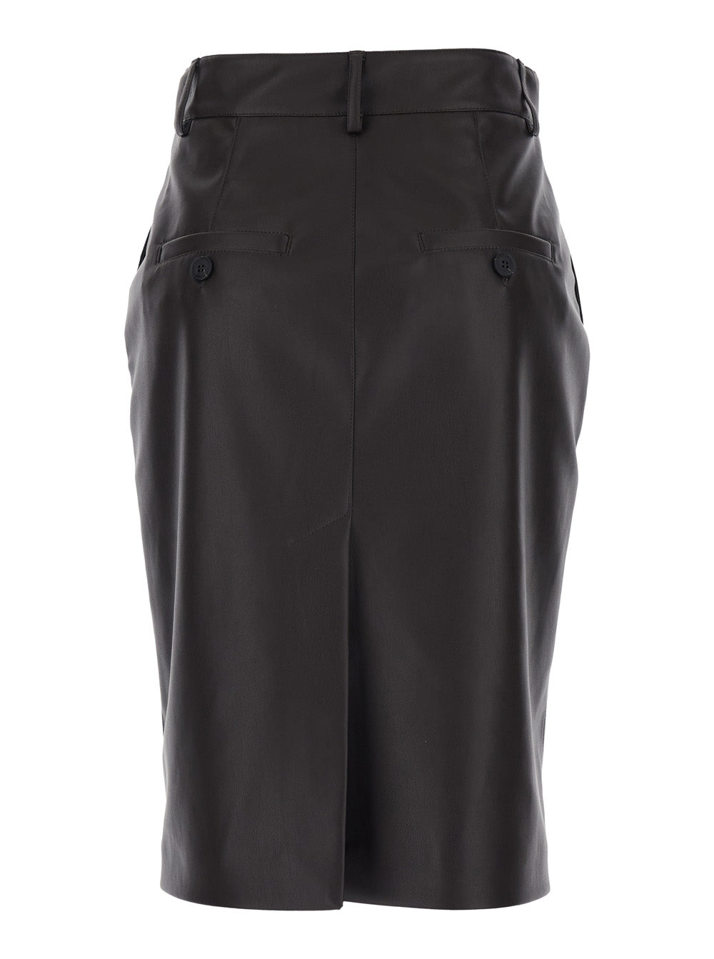 Brown Leather Skirt With Hidden Front Closure For Women - IT 44