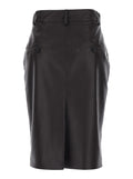 Brown Leather Skirt With Hidden Front Closure For Women - IT 44