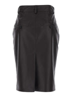 Brown Leather Skirt With Hidden Front Closure For Women - IT 44