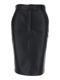 Black Skirt With Hidden Closure On The Front Ecoleather Woman