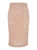 Pink Midi Skirt With Lace Design And Back Vent Fabric Woman