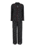Black Pajama suit with Polka Dot Motif in Silk Blend Women Suits