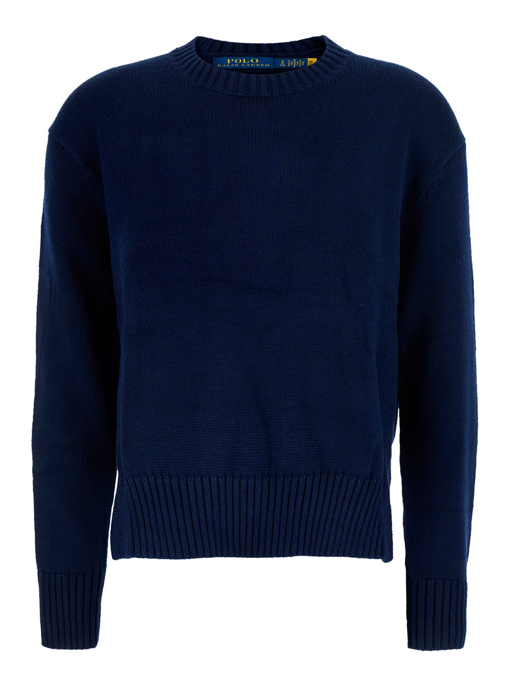 CN PO-LONG SLEEVE-PULLOVER Blue Sweater with Round Neck and Long Sleeves for Men Blu Cotton Jersey