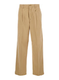 Beige Pants with Five-Pocket Design in Cotton Man Lyocell Trousers