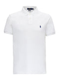 Slim Fit White Polo Shirt with Classic Collar and Pony Embroidery on the Front in Cotton for Men Tshirts
