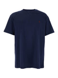 Blue Crew Neck T-Shirt with Pony Detail on the Front in Cotton Man Blu Tshirts And Polo Shirts