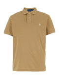 Custom Slim Fit Beige Polo with Classic Collar and Pony Embroidery on the Front in Cotton Man Tshirts Shirts