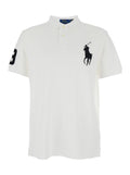 Polo Custom Slim Fit with Large Pony Embroidery on the Front and Numeric Detail Shoulder in White Cotton for Men Tshirts Shirts