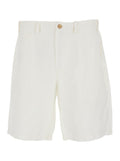 White Bermuda Shorts In Linen for Men And