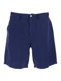 Blue Bermuda with Side Pockets and logo patch on the back in Linen Cotton Blend Men Blu Shorts