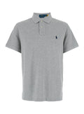 Grey Polo Shirt with Classic Collar and Pony Embroidery on the Front in Cotton for Men Tshirts